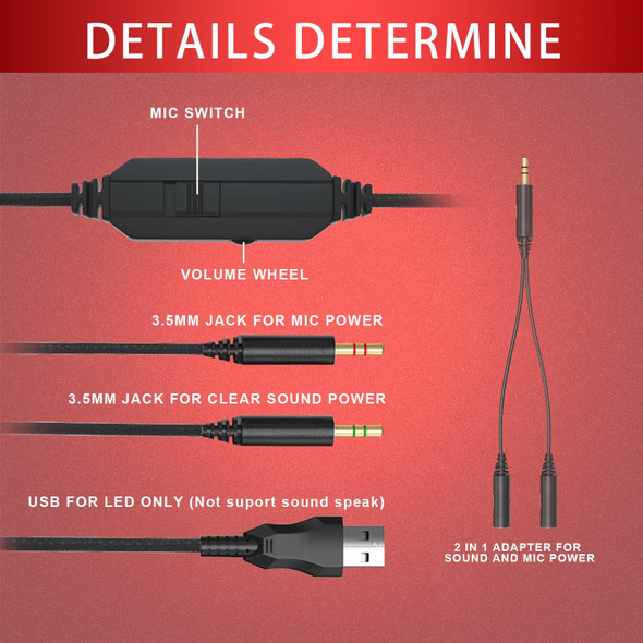 Anivia MH601 Headphones with Microphone Wired Headset with Active Noise Canceling Microphone, 3.5mm Audio Jack Stereo Headphone - Red (Game/Work/School) Anivia MH601 Headphones with Microphone Wired Headset with Active Noise Canceling Microphone, 3.5mm Audio Jack Stereo Headphone - Red (Game/Work/School)