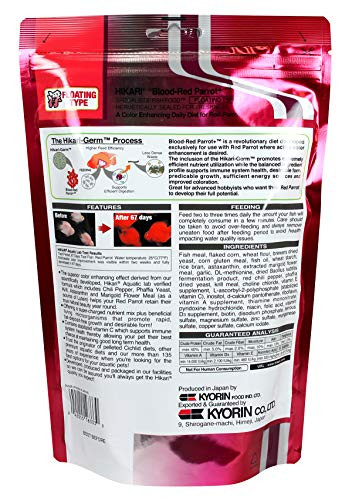 Hikari Blood Red Parrot+ Fish Food Mini Pellets 11.7 Oz. (333G)