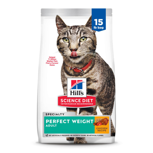 Hill'S Science Diet Perfect Weight Adult 1-6 Weight Management Support Dry Cat Food Chicken Recipe 7 Lb Bag