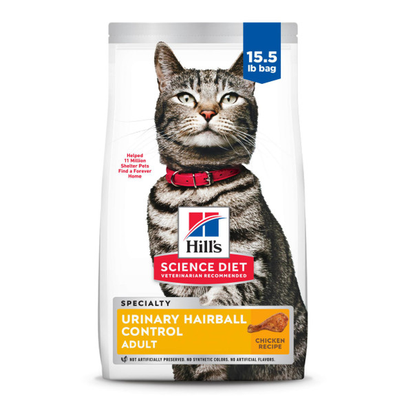 Hill'S Science Diet Adult 1-6 Urinary Hairball Control Dry Cat Food Chicken Recipe 3.5 Lb. Bag