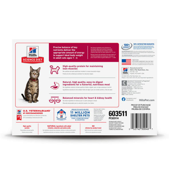 Hill'S Science Diet Adult 1-6 Adult 1-6 Premium Nutrition Wet Cat Food Variety Pack: Turkey Chicken Turkey & Liver Minced 5 Oz Can Variety Pack Case Of 12