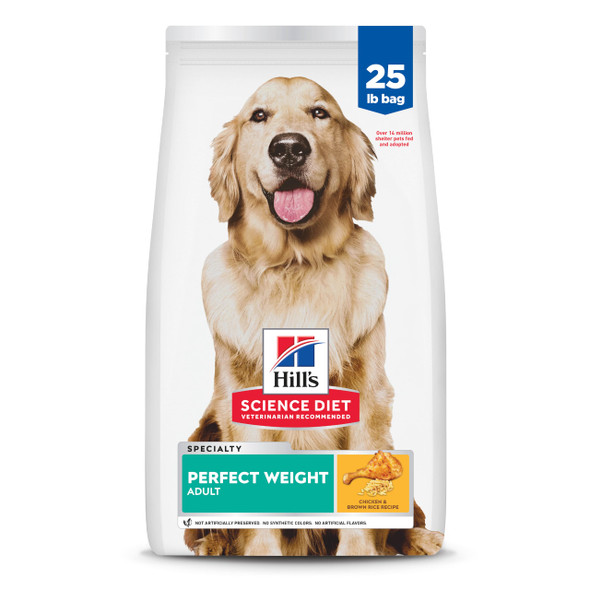 Hill'S Science Diet Adult 1-6 Perfect Weight Dry Dog Food Chicken & Brown Rice 25 Lb. Bag