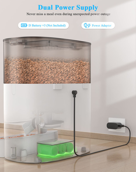 Honeyguaridan 6L Automatic Cat Feeder For 2 Cats 2.4G Wifi Enabled Smart Feed Automatic Pet Feeder For Cats & Dogs Timed Pet Food Dispenser With Stainless Steel Bowl App Control 10S Voice Recorder