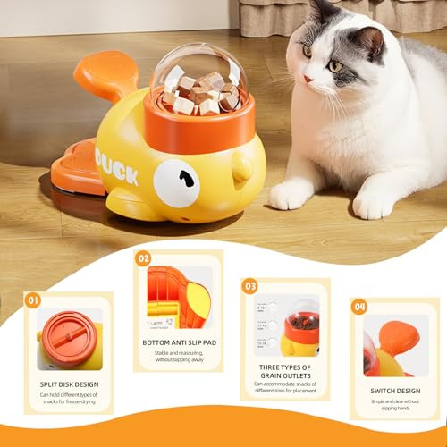 Huayuanda Dog Interactive Treat Dispenser Toy 2-In-1 Duck Shaped Slow Feeder Dog Food Treat Feeding Dispenser Mentally Stimulating Toys For Small & Medium Dogs Cats Pets Reduces Bloating Anti-Gulping