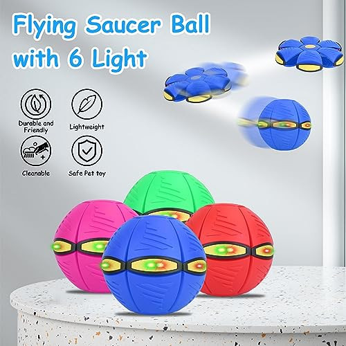 Imountek 4Pcs Flying Saucer Ball For DogsPet Toy Flying Saucer Ball For DogsPortable Flying Saucer Dog ToysPet Flying Saucer BallFlying Saucer Ball Dog Toy With 6 Lights