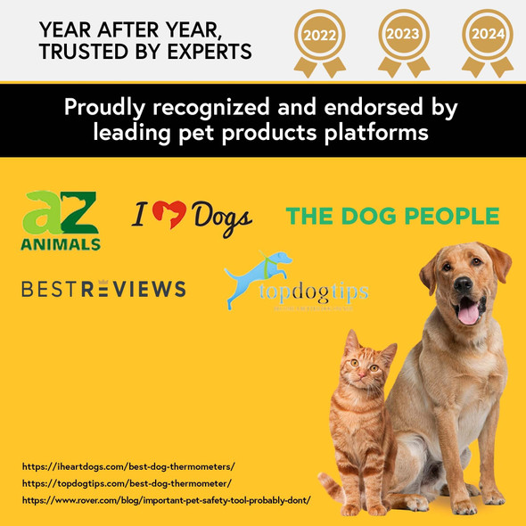 Iproven Dog & Cat Thermometer For Accurate Fever Detection Comfortable Flexible Tip Waterproof Pet Thermometer Fast Readings In 20 Sec Whelping And Veterinary Supply Dtk-117Y