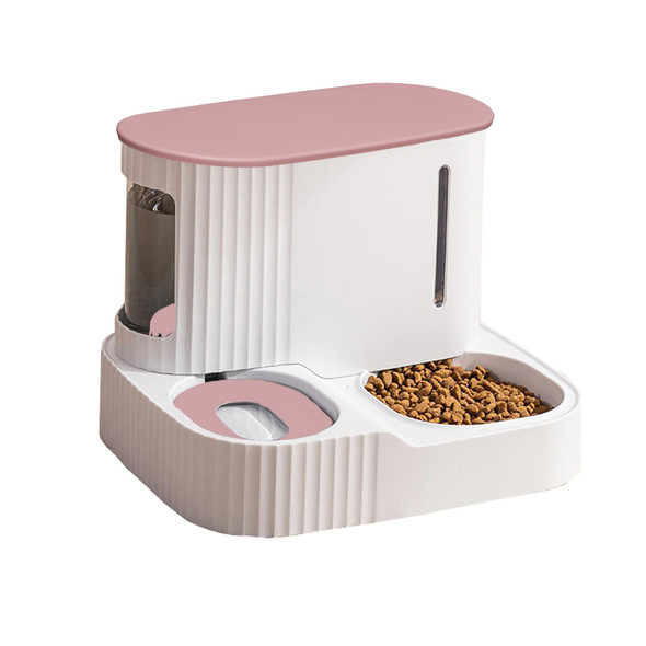 Junbec-Pet Cat Feeder And Water Dispenser2 In 1 Gravity Automatic Bowl Auto Pet Dry Food Self Feeding Container Dishes Set For Dog Puppy Kitten Kit Set (Pink)