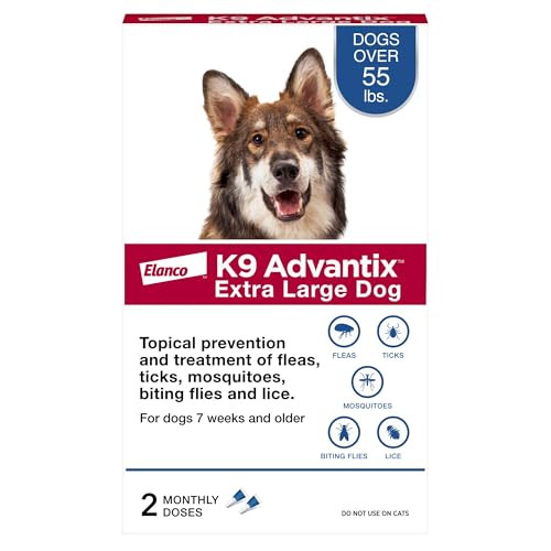 K9 Advantix Flea Tick & Mosquito Prevention For Dogs Over 55 Lbs. Flea Drops For Extra Large Dogs Apply Monthly 2 Treatments