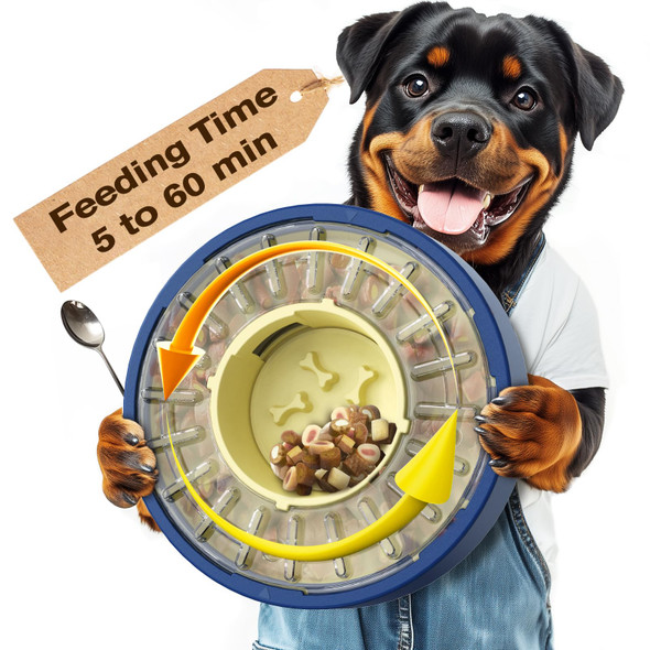 Kadtc U.S. Brand & Design Large Size & Capacity Spinning Dog Puzzle Feeder - Food Dispensing Slow Puzzles Bowl For Dogs Feeding Time From 5-60 Min Puppy Treat Dispenser Toys Christmas & Year