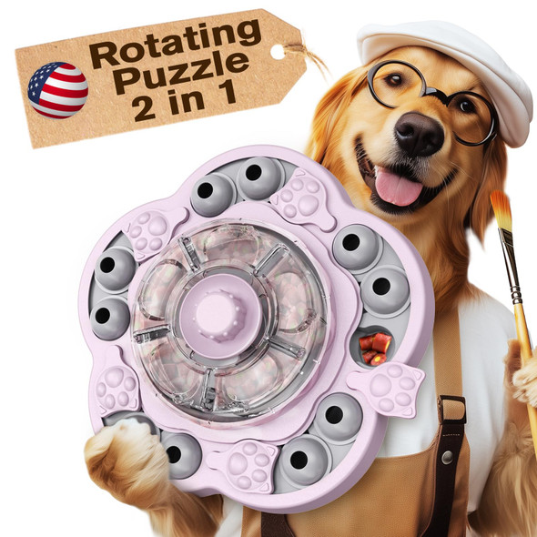 Kadtc 3 Levels Of Step-By-Step ChallengeLarge SizeDog Puzzle Feeder Toy - U.S. Brand & DesignSpin-To-Release Treat Dispenser For Dogs Boredom Toys Mental Stimulation Enrichment Slow Feeding Puzzles