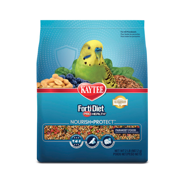 Kaytee Forti-Diet Pro Health Nourish+Protect Parakeet Food Comprehensive Nutrition Backed By Science Digestive Health Immune Support 2 Pounds