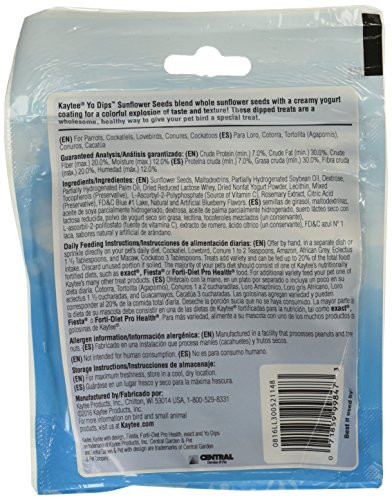 Kaytee (3 Pack) Fiesta Blueberry Flavored Yogurt Dipped Sunflower Seeds Bird Treat 2.5 Ounce Each