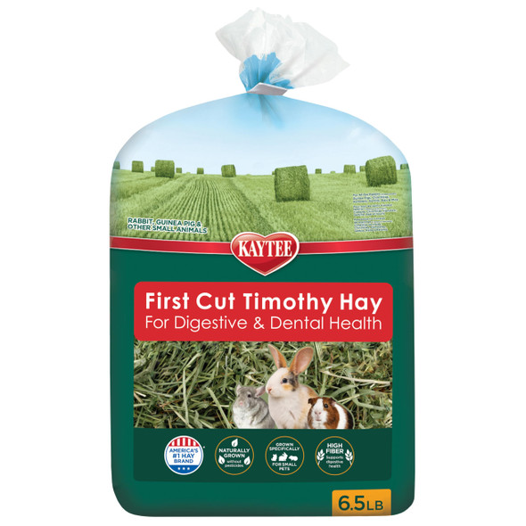 Kaytee First Cut Timothy Hay High Fiber Grown Specifically For Small Animals Rabbits Guinea Pigs Chinchillas 6.5 Pounds