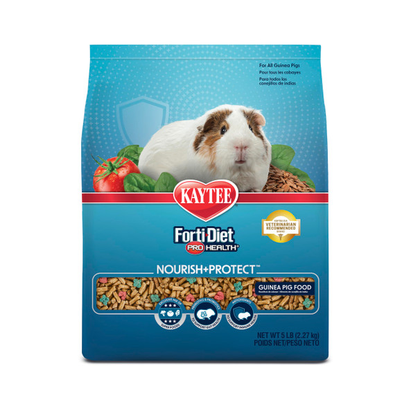 Kaytee Forti-Diet Pro Health Nourish+Protect Guinea Pig Food Comprehensive Nutrition Backed By Science Digestive Health Immune Support 5 Pounds