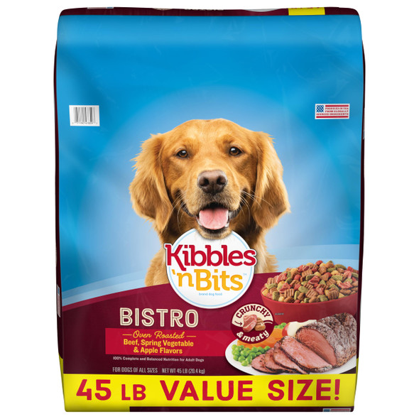 Kibbles 'N Bits Bistro Dry Dog Food Oven Roasted Beef Spring Vegetable & Apple Flavors For Adult Dogs 3.5 Lb. Bag (Pack Of 4)