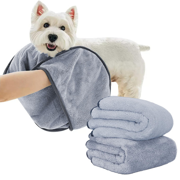 Kueiox Dog Washing Gloves - Quick Drying Dog TowelCat Bath Grooming Gloves Brush With High-Density Teeth For Bathing Massagingã£¯Ã‚¼Ã…™Absorbent Pet Bath Towel 30.3"X13.8" With Hand Pocket For Dog Cat Pink