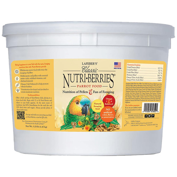 Lafeber'S Classic Nutri-Berries Pet Bird Food Made With Non-Gmo And Human-Grade Ingredients For Parrots 3.25 Lb