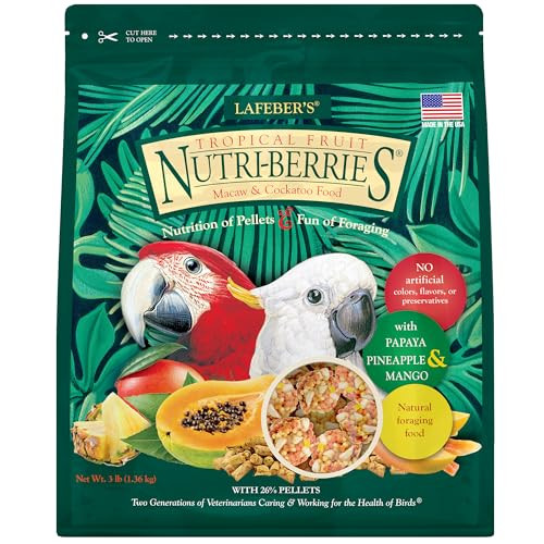 Lafeber'S Tropical Fruit Nutri-Berries Pet Bird Food Made With Non-Gmo And Human-Grade Ingredients For Macaws And Cockatoos 3 Lb