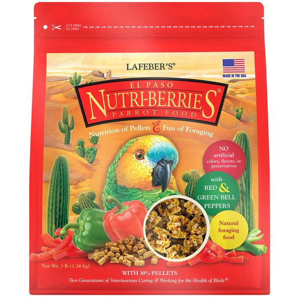 Lafeber'S El Paso Nutri-Berries Pet Bird Food Made With Non-Gmo And Human-Grade Ingredients For Parrots 3 Lb
