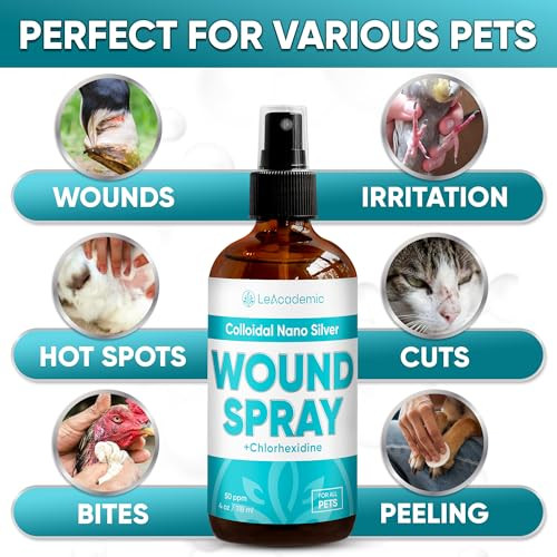 Leacademic Wound Spray For Dogs & Cats Ãƒ¢Ã‚Š¬Ã‚‚¬Å’ Hot Spot Treatment For Dogs To Help With Itching Irritation Rashes Cuts & Bites Ãƒ¢Ã‚Š¬Ã‚‚¬Å’ Cat Wound Care Silver + Chlorhexidine Spray Ãƒ¢Ã‚Š¬Ã‚‚¬Å’ Better Use With A Dog Cone Ãƒ¢Ã‚Š¬Ã‚‚¬Å’ 4 Oz