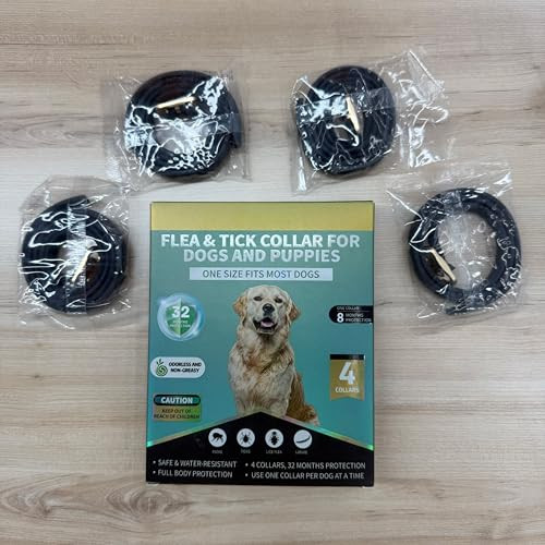 Lerqua Flea Collar For Dogs 4 Pack 32 Months Comfort Flea And Tick Prevention Waterproof Dog Flea And Tick Collar Adjustable Flea And Tick Treatment For Dogs - One Sizes Fit All (Black)