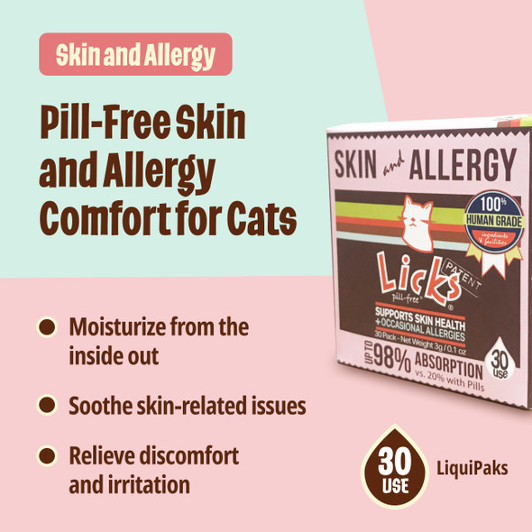 Licks Pill Licks - Cat Allergy - Cat Skin And Allergy - Liquipaks - 10 Use
