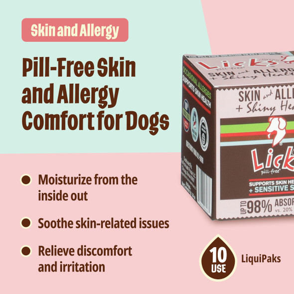 Licks Pill Licks - Skin & Allergy For Dogs - Liquipaks - 10 Use