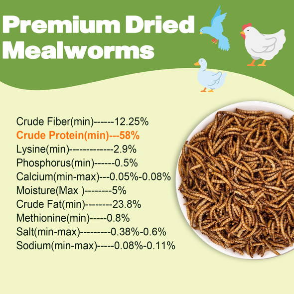 Liwii Dried Mealworms - 5 Lbs - 100% Natural Non-Gmo High Protein - Bulk Mealworms For Wild Birds Chickens Pet Treats & Reptile Food