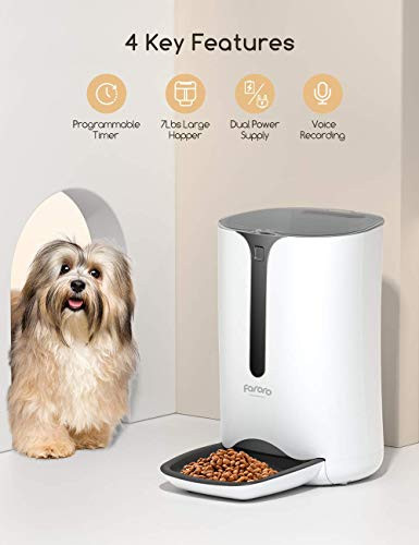 Maxku Automatic Cat Feeder Faroro Dog Food Dispenser For Small Pets With Distribution Alarms Portion Control Voice Recorder And Programmable Timer For Up To 4 Meals Per Day