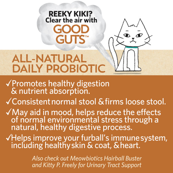 Meowbiotics Good Guts For Cats Probiotic Powder 11 Probiotic Strains 2 Prebiotics 5 Digestive Enzymes For Digestive Support Tuna Flavor Probiotics For Cats Indoor & Outdoor (30 Days)