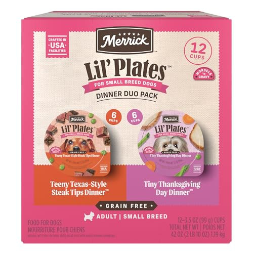 Merrick Lilã£¢Ã‚Š¬Ã‚Ž¢ Plates Grain Dinner Duos Soft Natural Wet Small Dog Food Variety Pack Beef And Turkey - (Pack Of 1) 2.6 Lb. Tubs