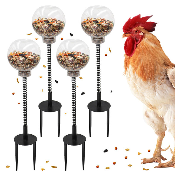 Minrzpet Chicken Treat Dispenser Chicken Enrichment Toys With Spring And Ground Stake Feeder For Coop Coop Accessories For Hens Geese Ducks Turkeys Other Poultry