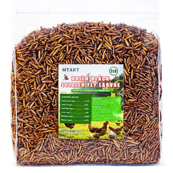 Mtart 5Lb Dried Black Soldier Fly Larvae Treat For Chicken 100% Natural Non-Gmo More Calcium Than Dried Mealworms High Protein Chicken Feed For Birds Ducks Layer Hens