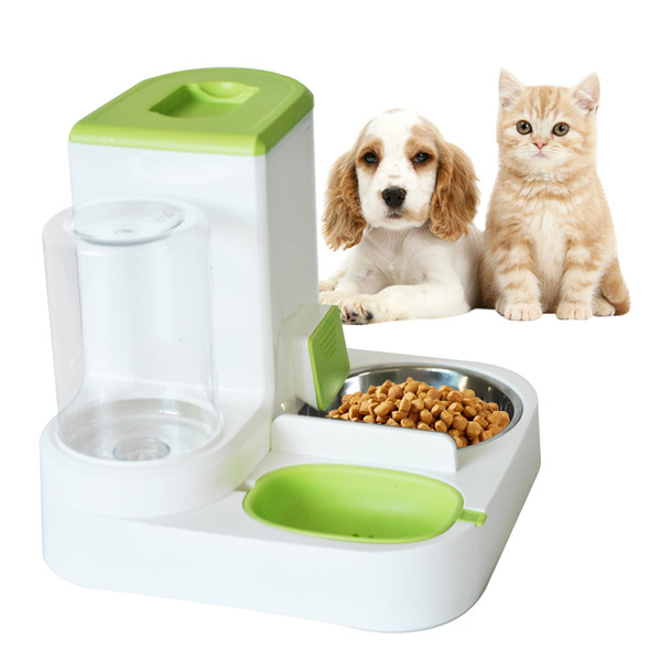 Muyg Automatic Cat Food And Water Dispenser Set 2 In 1 All-In-One Gravity Pet Feeder With Stainless Steel Cat Food Bowl Travel Auto Supply Feeder And Water Dispenser For Small Medium Cats Dogs (Blue)