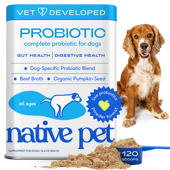 Native Pet Probiotics For Dogs - Dog Probiotics Powder For Digestive Health Gut Support & Immune Boost Ãƒ¢Ã‚Š¬Ã‚‚¬Å’ Vet-Formulated Powder For Maximum Potency With Digestive Enzymes & Prebiotics - 30 Scoops