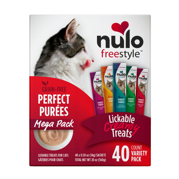 Nulo Style Grain- Perfect Purees Premium Wet Cat Treats Squeezable Meal Topper For Felines High Moisture Content To Support Cat Hydration 0.5 Ounce Variety Pack