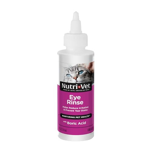 Nutri-Vet Cat Eye Rinse Sterile Solution Gently Cleanses Eyes And Surrounding Tissue Removes Debris Pollen And Mucus Relieves Irritation Helps Reduce Tear Stains Sensitive Ophthalmic Flush 4Oz