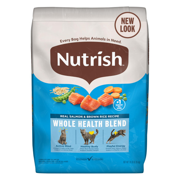 Nutrish Real Salmon & Brown Rice Recipe Dry Cat Food 14 Lb. Bag Packaging May Vary (Rachael Ray)