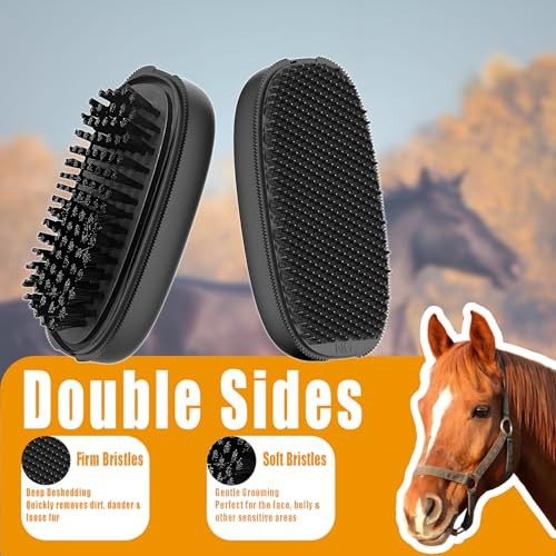 Oasirep 2-In-1 Horse Grooming Brush Ãƒ¢Ã‚Š¬Ã‚‚¬Å’ Double-Sided Deshedding & Curry Comb Tool For Horses Dogs & Cats Soft & Hard Bristles Pet Grooming & Bathing Supplies