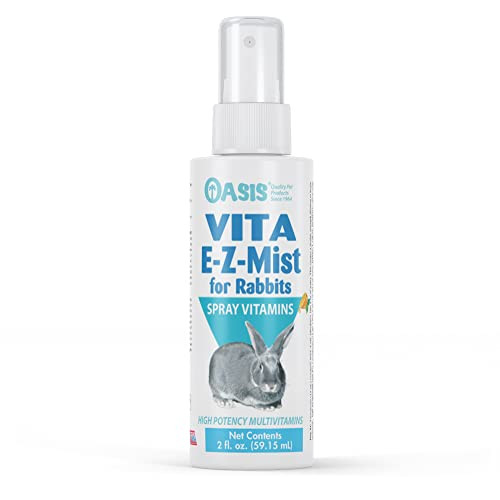 Oasis Vita E-Z Mist All-In-1 Multivitamins For Rabbits - Daily Vitamin Supplement Supports Healthy Bones Joints & Digestion Promotes Healthy Skin & Fur Coat 2-Ounces