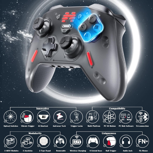 Zeus 2 Optical Micro Switches Elite Game Controller For PC Switch Mobile Steam Gaming,1000 mAh/Motion Control/3 Joysticks/Keys Modular/Vibratable Triggers/6 Custom Keys/Audio Jack (Galaxy Black) Zeus 2 Optical Micro Switches Elite Game Controller For PC Switch Mobile Steam Gaming,1000 mAh/Motion Control/3 Joysticks/Keys Modular/Vibratable Triggers/6 Custom Keys/Audio Jack (Galaxy Black)