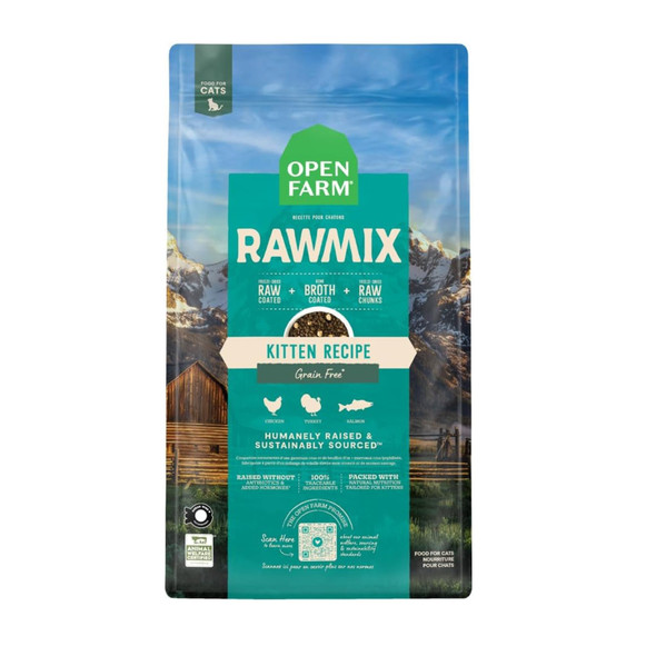 Open Farm Rawmix Dry Cat Food Protein-Packed Kibble Coated In Bone Broth With Ze Dried Raw Chunks For Indoor & Outdoor Cats Chicken & Turkey Grain- Recipe 8Lb Bag