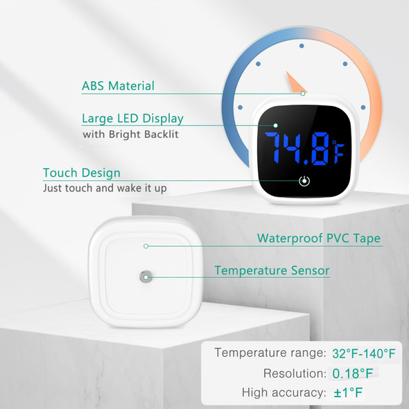Oria Digital Aquarium Thermometer Stick-On Led Fish Tank Thermometer Mini Aquarium Thermometer With 0.18Ãƒšã‚°F Accuracy Touch Button Battery For Fish Reptile Axolotl Salt/Fresh Water
