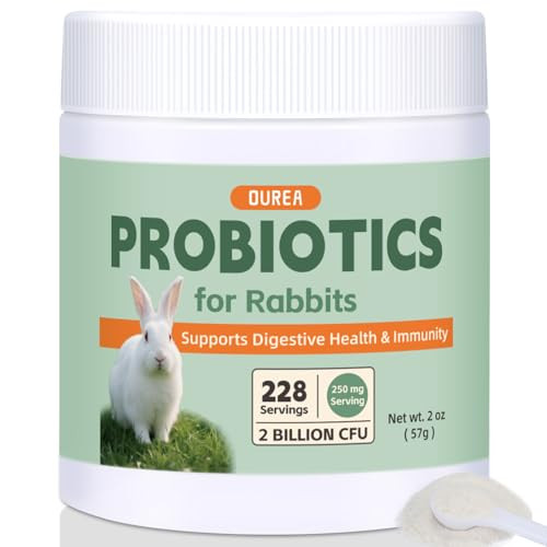 Ourea Probiotics For Rabbits All-Natural Digestive Supplement With 2 Billion Cfu Daily Gut Health Support Promotes Healthy Stool Eases Gi Discomfort Immune Support Powder 228 Servings