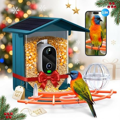 Outinput Smart Bird Feeder With Camera Solar Powered - 2.5K 4Mp Birds Feeder Camera For Outdoors Garden With Ai Identify Squirrel Proof Rechargeable Battery Wifi Video Bird Feeder Cam For Birds Lover