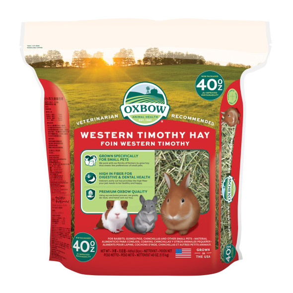 Oxbow Western Timothy Hay Guinea Pig Hay Small Pet Bunny Supplies All Natural Grass For Guinea Pig Bunny Chinchilla & Hamster Oxbow Rabbit Supplies For Bunnies 90 Oz. Bag