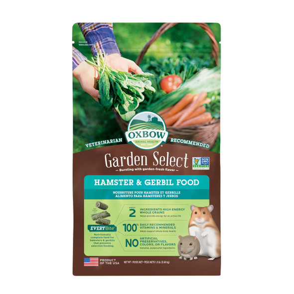 Oxbow Garden Select Hamster And Gerbil Food Vitamin & Mineral Rich Daily Diet For Hamsters & Gerbils Veterinarian Formulated Non-Gmo Oxbow Made In Usa 1.5 Lb Bag