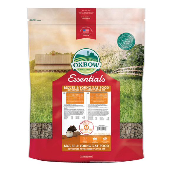 Oxbow Essentials Mouse & Young Rat Food Pet Food For Rats & Mice All-Natural Vitamin & Mineral Rich Formula Veterinarian Recommended Rodent Pellets Made In Usa 25 Lb. Bag