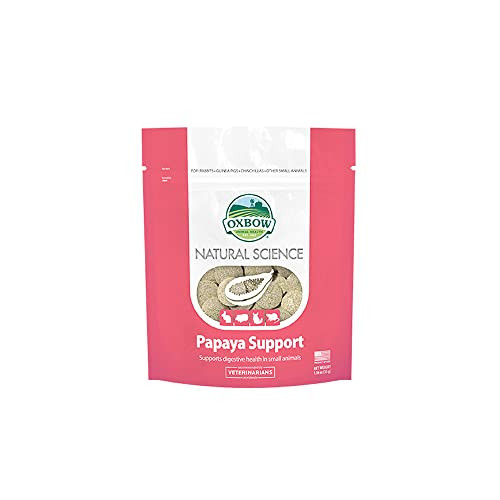 Oxbow Papaya Support High Fiber Digestive Supplement For Rabbit & Guinea Pig Made With Timothy Hay Includes Papaya Pineapple Papain & Bromelain Made In Usa 1.16 Oz Bag