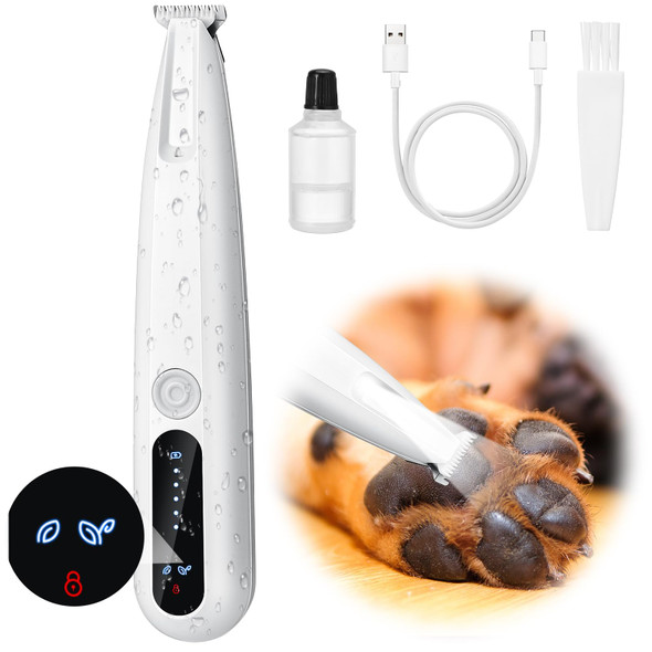 Palksky D 18 Mm Widen Blade Dog Paw Trimmer With Light 35 Db Low Noise Led Display Fully Waterproof Rechargeable Clipper For Dogs Cats Trimming Paws Eyes Ears Face And Rump